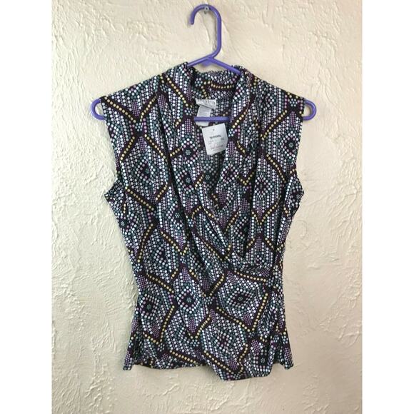 JONDEN by Linda Leal Women’s Geometric Print Sleeveless Top Size Petite Small PS - Picture 1 of 4
